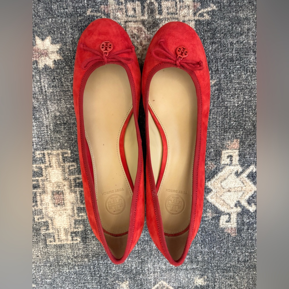 Tory Burch Red Suede Flats
